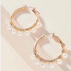 Anthropologie Pearl hoop earrings
